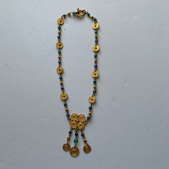 Gold and Blue Stone Necklace - Picture 2 of 5